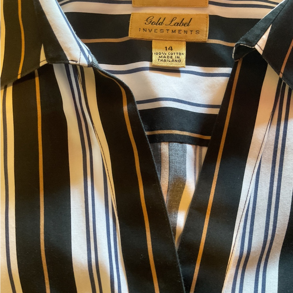 Gold Labels Investment Striped Black and White Women's Top - Picture 3 of 4